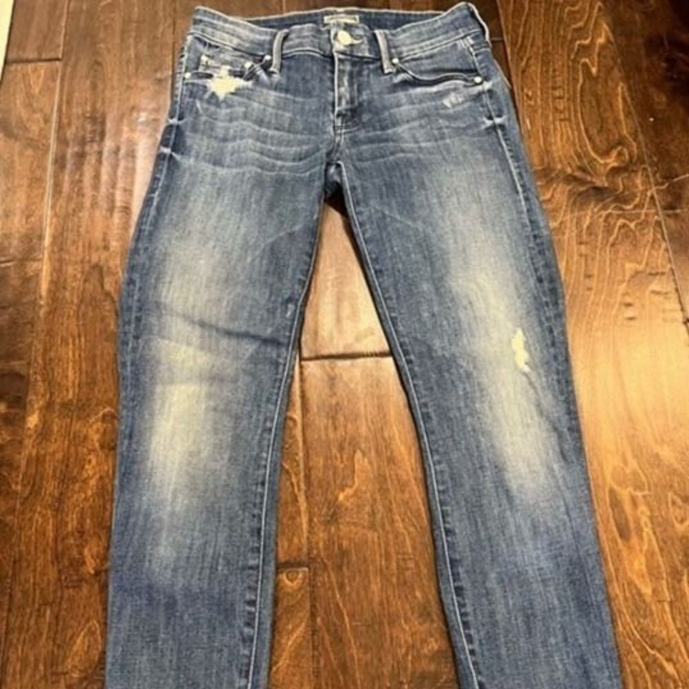 MOTHER Denim The Looker Graffiti Girl Distressed Skinny Jeans size 24